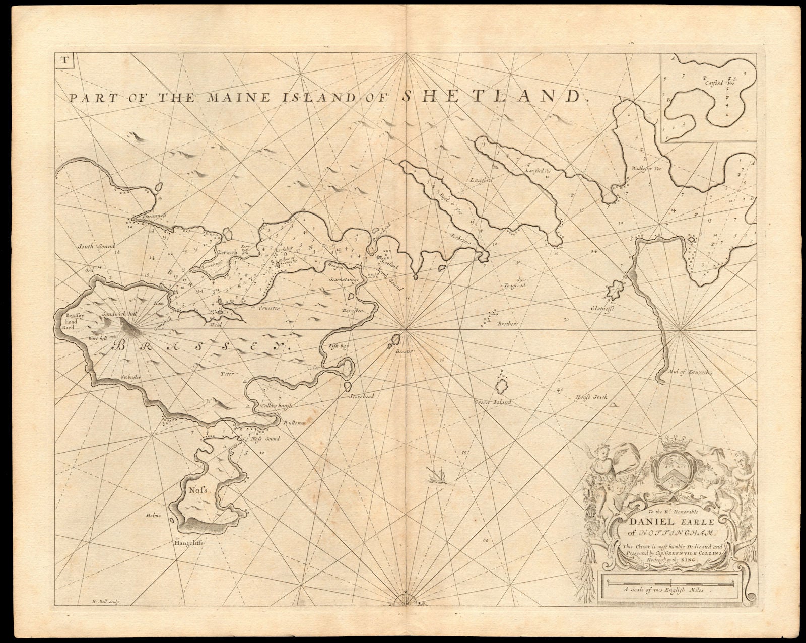 'Part of the Maine Island of Shetland' sea chart. Lerwick. COLLINS c1774 map